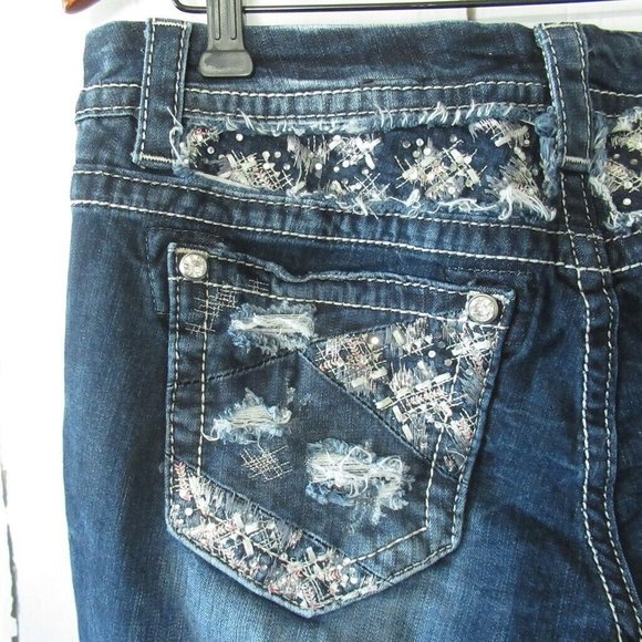 SOLDMiss Me Jeans Mid Rise Easy Skinny Bling - Picture 5 of 9